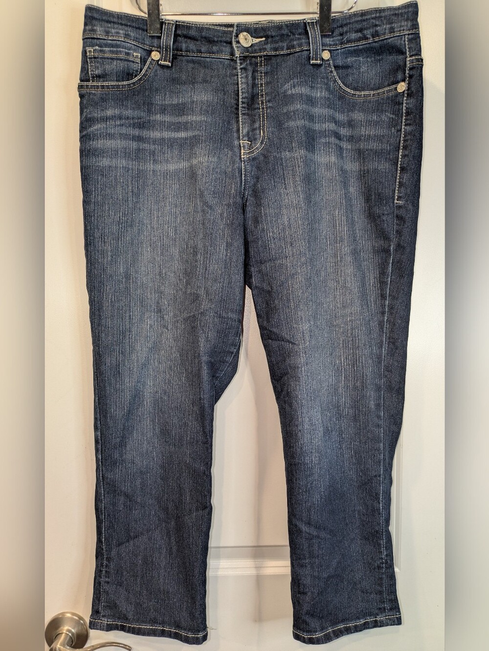 Vintage America Boho Capri Jeans Women’s 14P Dark Wash Stretch Denim Cropped